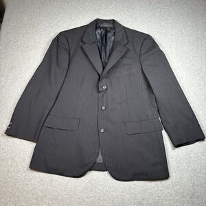 Vintage Brooks Brothers Makers 3 Button Black Pinstripe Blazer USA Mens 42R NOTE